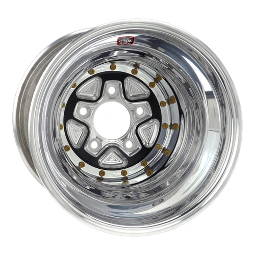 WELD Racing Alumastar Pro 16x16 Black Center - Polished Shell Knurled Non-Beadlock Drag Wheel - 89B-616418K