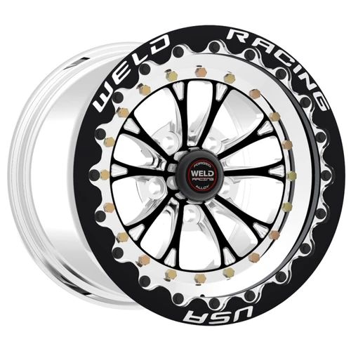 WELD Racing Vitesse 15x8 Black Center - Black Shell Black Single Beadlock MT Drag Wheel - 794B58B210F
