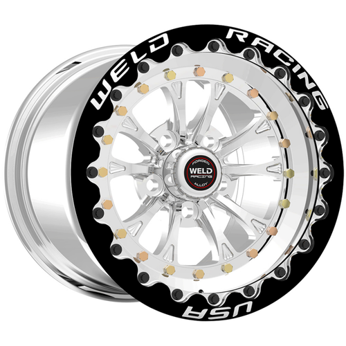 WELD Racing Vitesse 15x8 Polished Center - Polished Shell Polished Single Beadlock MT Drag Wheel - 794P58210G