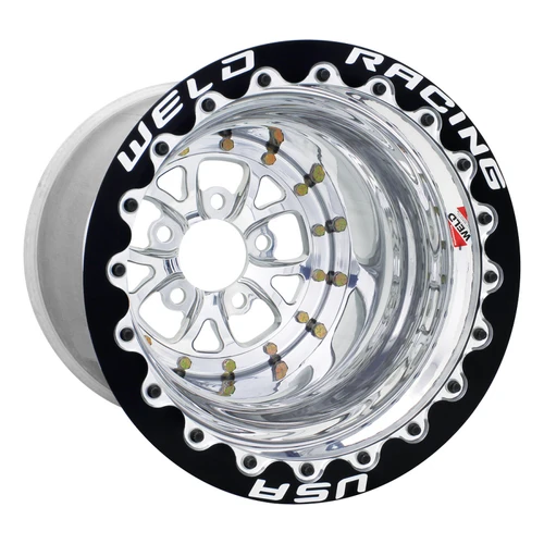 WELD Racing V-Series 15x12 Polished Center - Polished Shell Double Beadlock MT Drag Wheel - 84P-512206MB