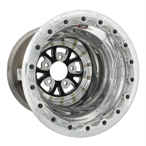 WELD Racing V-Series 16x16 Black Center - Polished Shell Polished Double Beadlock Drag Wheel - 84B-616560UP