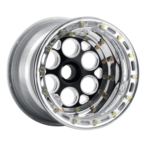 WELD Racing Magnum Midget Sprint 13x10 Black Center - Polished Shell Polished Outer Beadlock Midget Sprint Car Wheel - 734B-31053