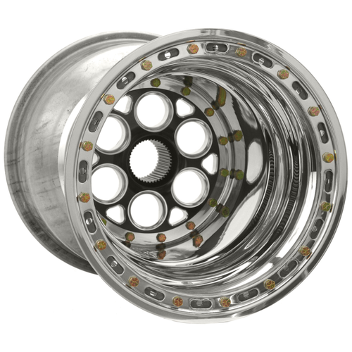 WELD Racing Magnum Sprint 15x17 Black Center - Polished Shell Polished Outer Beadlock Polished Mud Cover Sprint Car Wheel - 735B-51754-6