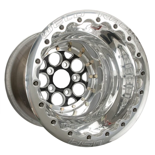 WELD Racing Magnum 15x14 Black Center - Polished Shell Polished Double Beadlock MT Drag Wheel - 86B-514208MP