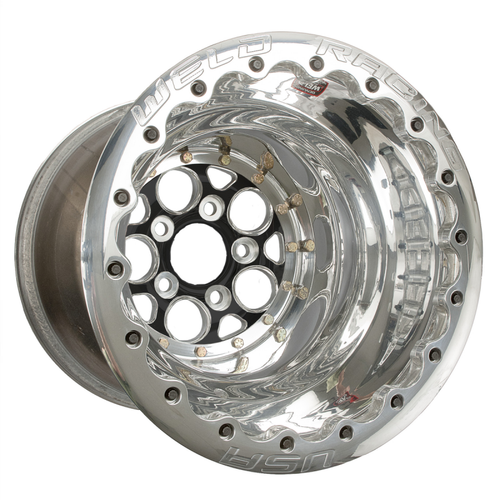 WELD Racing Magnum 15x14 Black Center - Polished Shell Polished Double Beadlock Drag Wheel - 86B-514278CP