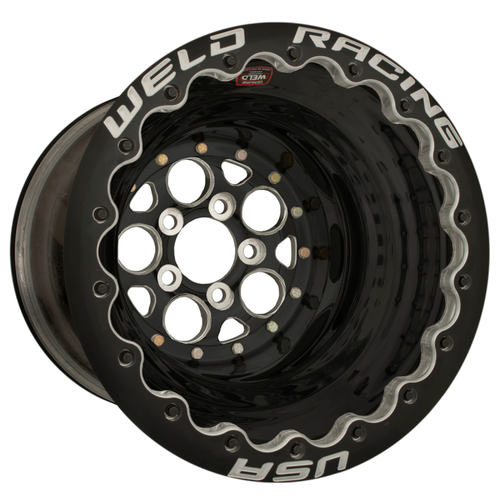WELD Racing Magnum 16x16 Black Center - Black Shell Black Double Beadlock Drag Wheel - 86B-616B278UB