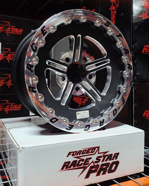Race Star 63 Pro Forged 15x10 Single Beadlock Sportsman Black Anodized / Machined Wheel with Polished Beadlock Ring 5x4.75BC 7.50BS 63-510477511B