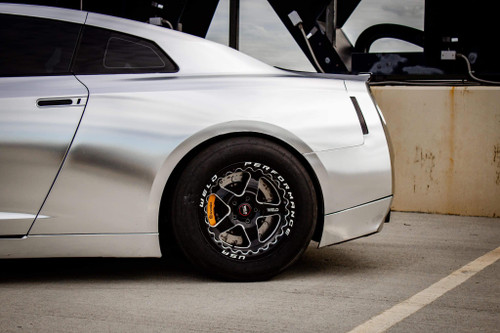 WELD Ventura 5 Beadlock Drag Gloss Black Wheel with Milled Spokes 17x10 | 5x114.3 BC (5x4.5) | +0 Offset | 5.50 Backspacing - S90470067P00 for 2007, 2008, 2009, 2010, 2011, 2012, 2013, 2014, 2015, 2016, 2017, 2018, 2019, 2020, 2021, 2022, 2023, 2024 Nissan GT-R R35 Skyline