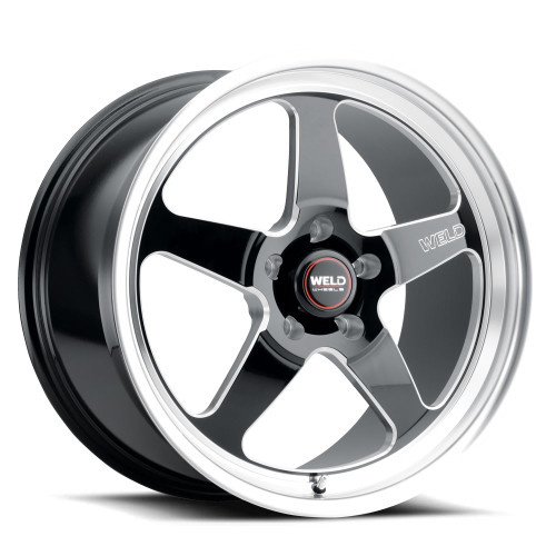 WELD Ventura 5 Drag Gloss Black Wheel with Milled Spokes 17x5 | 5x120.65 BC (5x4.75) | -10 Offset | 2.60 Backspacing - S1557C063N10 for Corvette C5 Base 1997-2004, Corvette C6 Base 2005-2013, Corvette C6 Z51 2005-2009, Corvette C7 Base 2014-2019, Corvette C7 Z51 Stingray 2014-2019, Camaro F-Body RS | SS | Z28 1993-2002, Firebird | Trans Am 1993-2002