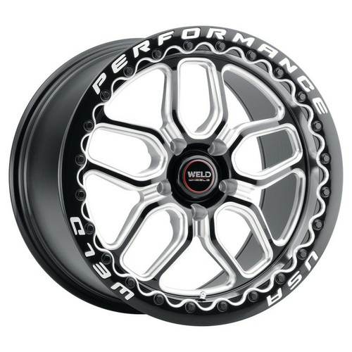 WELD Laguna Beadlock Drag Gloss Black Wheel with Milled Spokes 18x10.5 | 5x120.65 BC (5x4.75) | +65 Offset | 8.30 Backspacing - S90780563P65 for Corvette C6 Base 2005-2013, Corvette C6 Z51 2005-2009, Corvette C7 Base 2014-2019, Corvette C7 Z51 Stingray 2014-2019