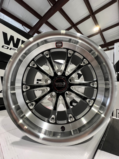 WELD Belmont Drag Gloss Black Wheel with Milled Spokes 15x10 | 5x114.3 BC (5x4.5) | +25 Offset | 6.50 Backspacing - S157B0067P25 for Nissan 370Z (Z34) 2009-2020, Nissan 350Z (Z33) 2002-2008, Mustang FoxBody 1979-1993, 1994-2004 Mustang V6 1994-2004 Mustang GT, 1994-2004 Mustang Mach 1, 1994-2004 Mustang Cobra / Bullitt WELD Belmont Drag Gloss Black Wheel with Milled Spokes 15x10 | 5x114.3 BC (5x4.5) | +25 Offset | 6.50 Backspacing - S157B0067P25 for Nissan 370Z (Z34) 2009-2020, Nissan 350Z (Z33) 2002-2008, Mustang FoxBody 1979-1993, 1994-2004 Mustang V6 1994-2004 Mustang GT, 1994-2004 Mustang Mach 1, 1994-2004 Mustang Cobra / Bullitt