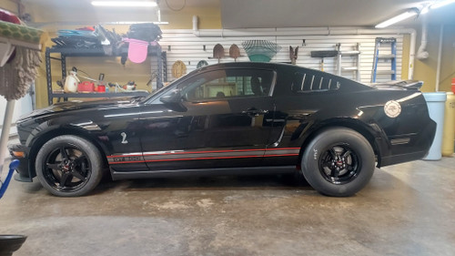 Race Star 92 Drag Star Bracket Racer 15x10.00 5x4.50bc 7.25bs Gloss Black Wheel #92-510154B for 2005-2014 Mustang V6/GT, 2007-2012 GT500 - 15X10 rear / Mickey Thompson 275/60R15 then 18X5 front with the M&H radial tires