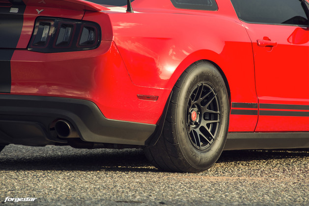 Forgestar F14 Matte Black Drag Pack Wheels on 2013-2014 Shelby GT500 (17x7 Front, 15x10 Rear F14 Drag Wheels)