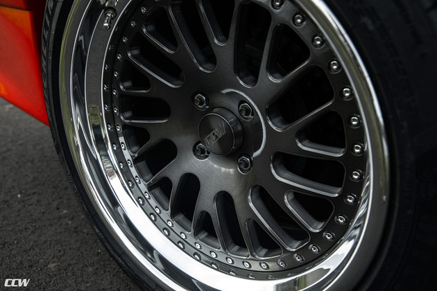 Red Foxbody Mustang on CCW Twisted Classic Forged Wheels – Gunmetal with Polished Lips