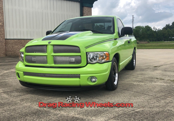 Forgestar D5 17x5 / 17x10 Drag Wheels on Sublime Green 2004 RAM 1500 GTX - Procharged HEMI!