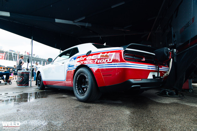 WELD Racing Direct Connection 18x6 Alumastars and 17x11 S71 Beadlock Gloss Black Rears on Hellcat Challenger Widebody!