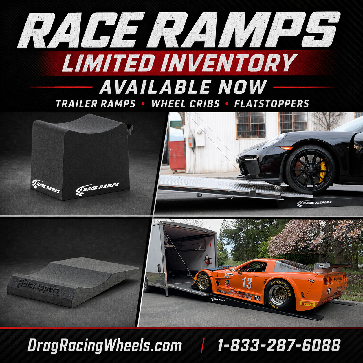 Race Ramps In Stock & Ready to Ship | Trailer Ramps, FlatStoppers, Wheel Cribs & Low Profile Car Ramps.
