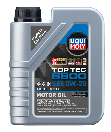LIQUI MOLY 1L Top Tec 6600 Motor Oil 0W20 - Case of 6  In-Stock TX2K24  Drag Racing Special Deals 2024 TX2K @