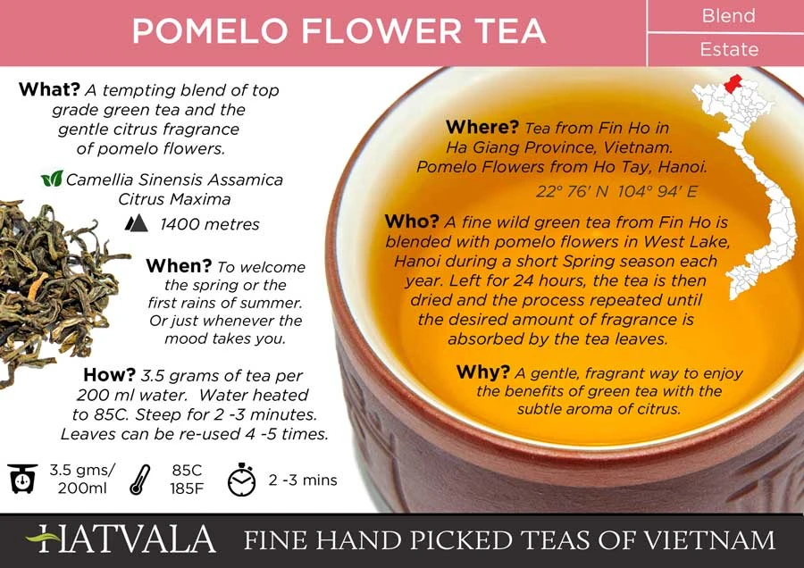 Pomelo Flower Green Tea. Vietnam green tea & pomelo flowers