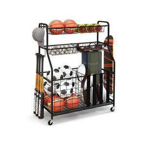Garage Sports Equipment Organizer with Hooks & Baskets for Basketball-Black - Color: Black D681-JZ10248DK Garage Sports Equipment Organizer with Hooks & Baskets for Basketball-Black - Color: Black D681-JZ10248DK