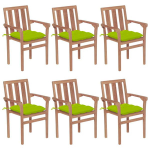 Stackable Patio Chairs with Cushions 6 pcs Solid Teak Wood A949-3073432