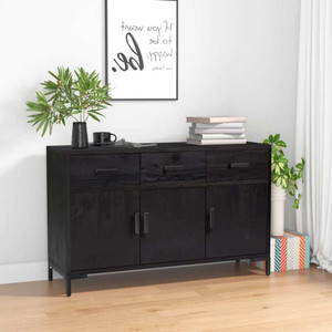 Sideboard Black Solid pinewood, engineered wood, metal Medium A949-349920