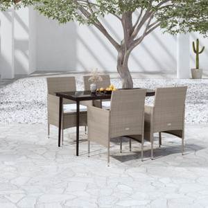 Garden Dining Set Beige PE rattan 5 Piece A949-3099319
