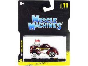 1941 Willys Coupe Gasser "Competition Cams" Red Metallic and White 1/64 Diecast Model Car by Muscle F977-15549rd
