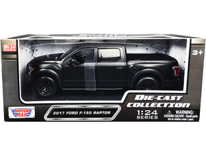 2017 Ford F-150 Raptor Pickup Truck with Sunroof Matt Black "Die-Cast Collection" Series 1/24 Dieca F977-79344mtbk