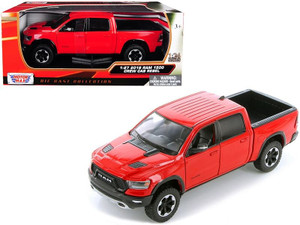 2019 RAM 1500 Rebel Crew Cab Pickup Truck Red 1/24 Diecast Model Car by Motormax F977-79358r