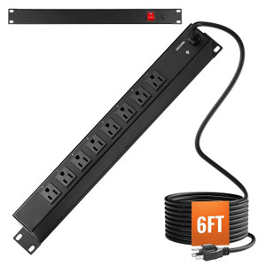 1U PDU, 8 Outlets, Rack Mount Power Strip Fits Standard 19" Server Racks, with Integrated Switch Su E415-PDUDYBJCKG1U6Z8HSV1
