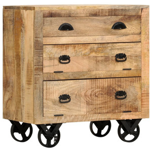 Side Cabinet Brown with black accents Solid mango wood and steel A949-285829