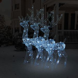 Reindeer Christmas Decoration Set of 3 Cool white Acrylic Large A949-3154346