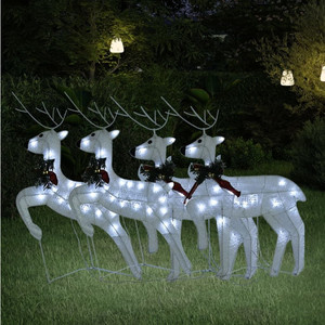 Christmas Reindeer Set of 4 White Mesh, metal Medium A949-3154270