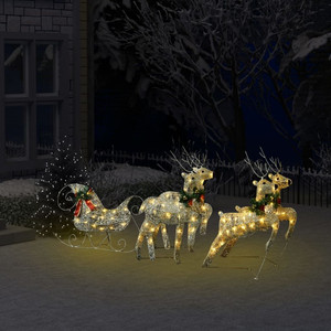Reindeer And Sleigh Christmas Decoration Set of 4 Gold Mesh, Metal A949-329830