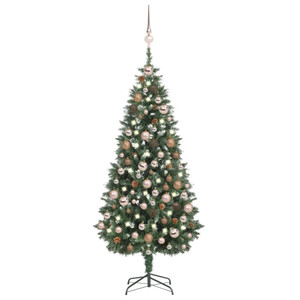 Artificial Pre-lit Christmas Tree with Ball Set&Pine Cones 70.9" A949-3077848