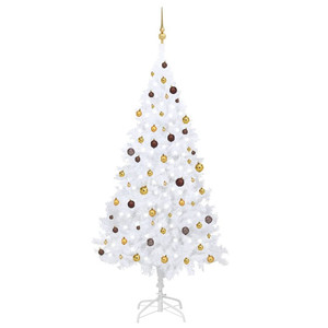 Artificial Pre-lit Christmas Tree with Ball Set White 94.5" A949-3077543