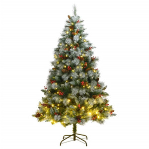 Artificial Hinged Christmas Tree 300 LEDs 82.7" A949-3210214
