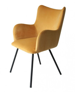 Yellow Curvy Velvet and Black Modern Dining Chair N270-472238