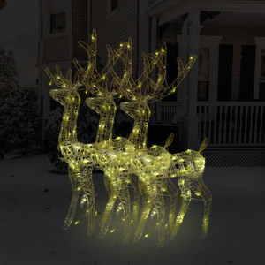  Reindeer Christmas Decoration Set of 3 Warm White Acrylic A949-3154343