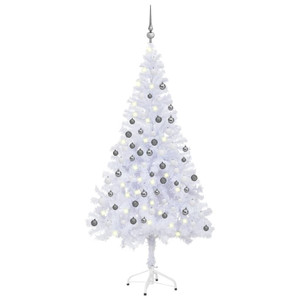  Christmas Tree White PVC 70.9 in Ornaments Fake Christmas Tree A949-3077666