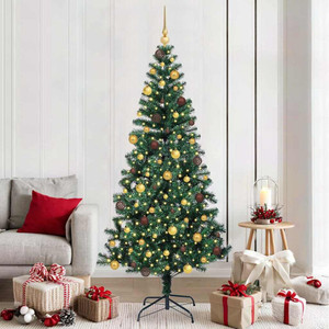 Artificial Pre-lit Christmas Tree Green 82.7" PVC and Metal A949-3396772