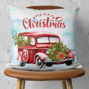 Merry Christmas Vintage Red Car Thow Pillow Cover N270-400919