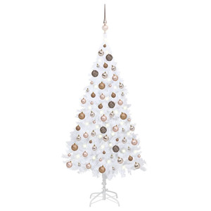 Artificial Pre-lit Christmas Tree with Ball Set White 59.1" PVC A949-3077626