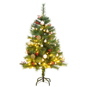  Artificial Hinged Christmas Tree 150 LEDs & Ball Set 59.1" A949-3210194
