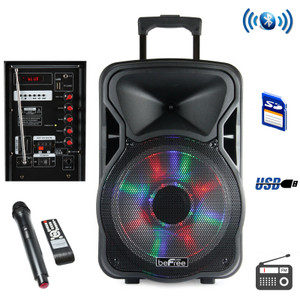 beFree Sound 12 Inch Bluetooth Rechargeable Party Speaker With Illuminatiing Lights D970-BFS-4400-RB