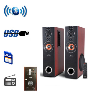 beFree Sound 2.1 Channel Powered Bluetooth Dual Wood Tower Speakers with Optical Input D970-BFS-T110W-RB