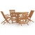 Outdoor Dining Set Natural Teak Fine sanded teak hardwood Medium A949-3096574
