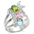40608 - High-Polished 925 Sterling Silver Ring with AAA Grade CZ  in Multi Color A874-40608