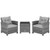 3 Pieces Outdoor Wicker Conversation Set with Tempered Glass Tabletop-Gray - Color: Gray D681-HW70267GR